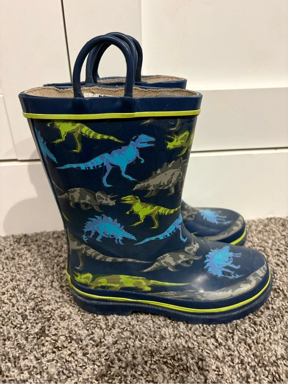 Western Chief Waterproof Rain Boots Blue with Dino’s Size 13c